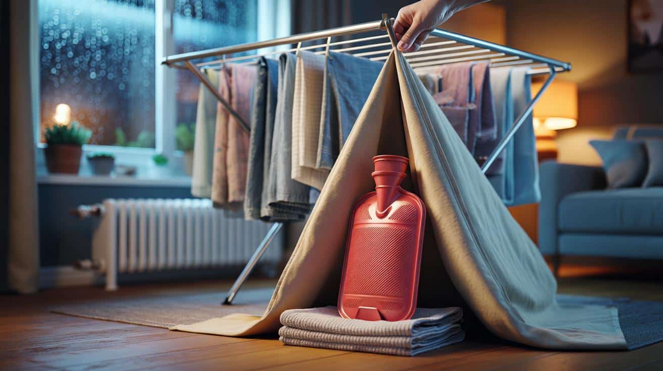 Asciugatura del bucato in inverno: una semplice bottiglia d’acqua calda vi farà guadagnare ore.
