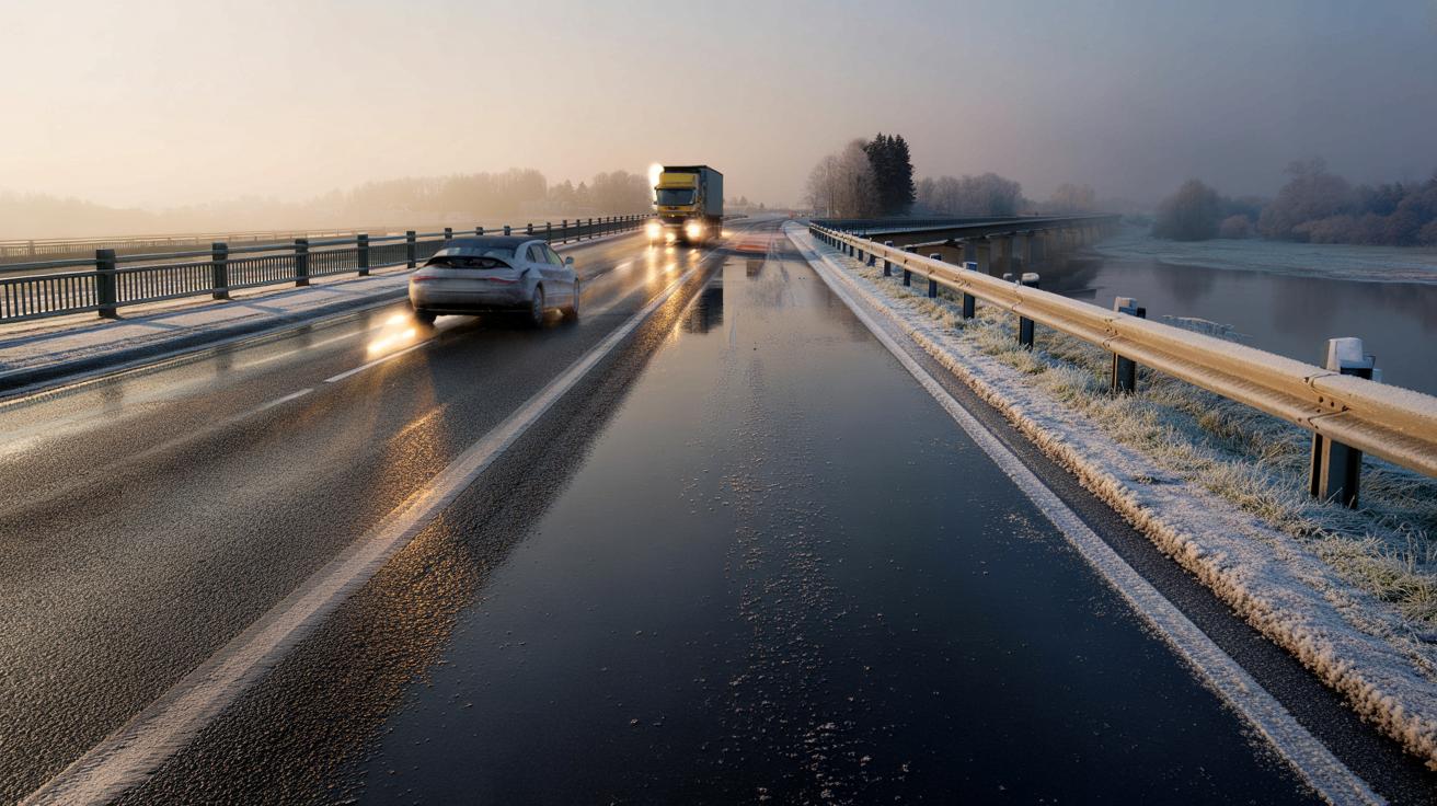 Gelo nero sull'asfalto: Come riconoscere il ghiaccio invisibile prima che sia troppo tardi
