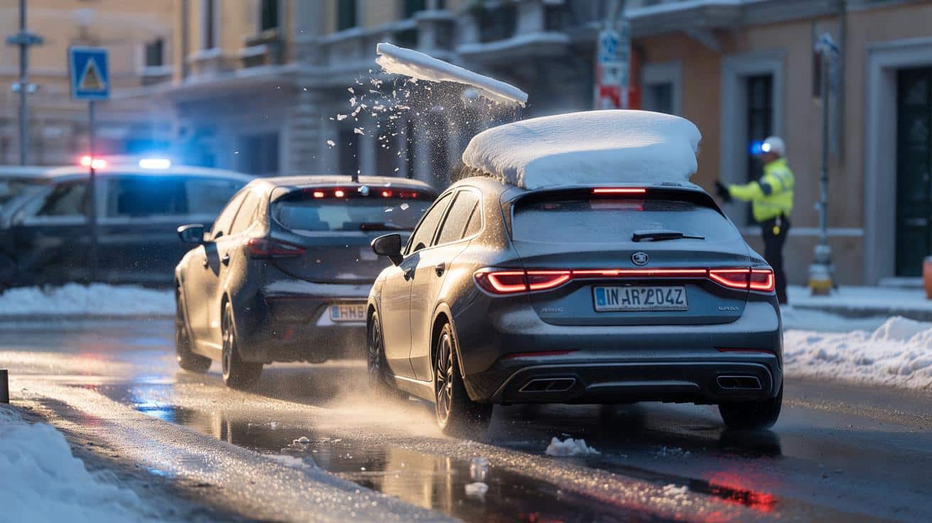 Neve sul tetto dell'auto: Se parti così rischi una multa pesantissima e 3 punti in meno