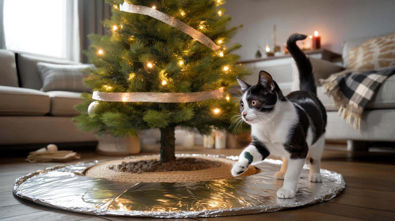 Gatti e albero di Natale: il trucco della carta stagnola per tenerli lontani
